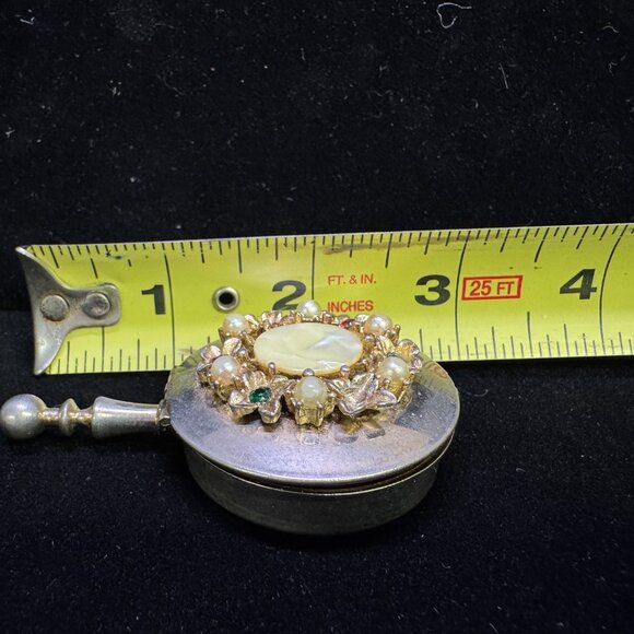 Vtg Pocket Size Portable Butler Ashtray Pill Box MultiColor Rhinestones jw1480 - Picture 13 of 15